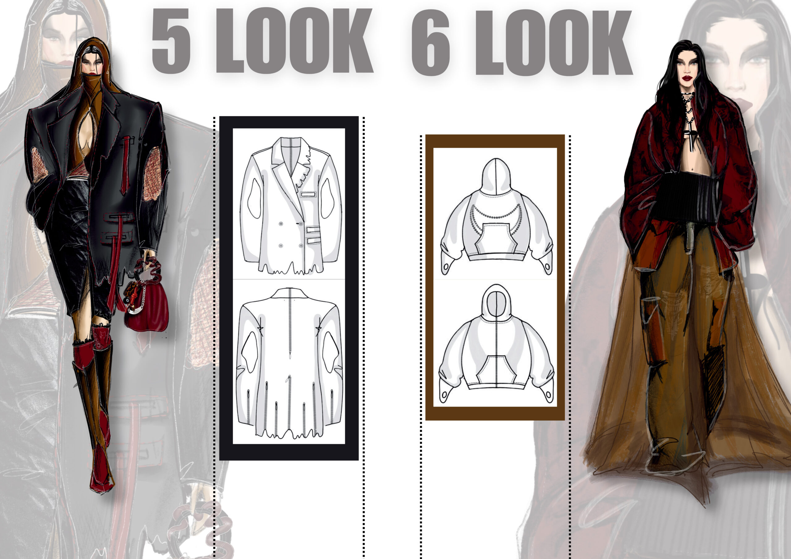Tavola di collezione moda - elaborato del corso per stilisti a Verona